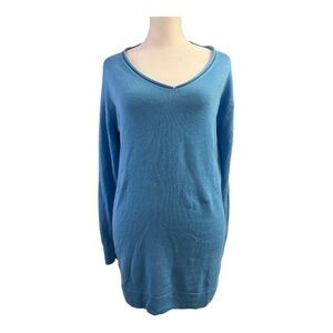 J. Crew Blue Long Sleeve Lightweight Linen Sweater Tunic Button Detail Medium